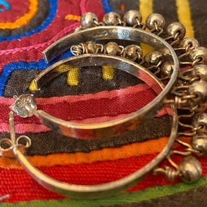 🌴Sterling silver Beaded Hoop Earrings